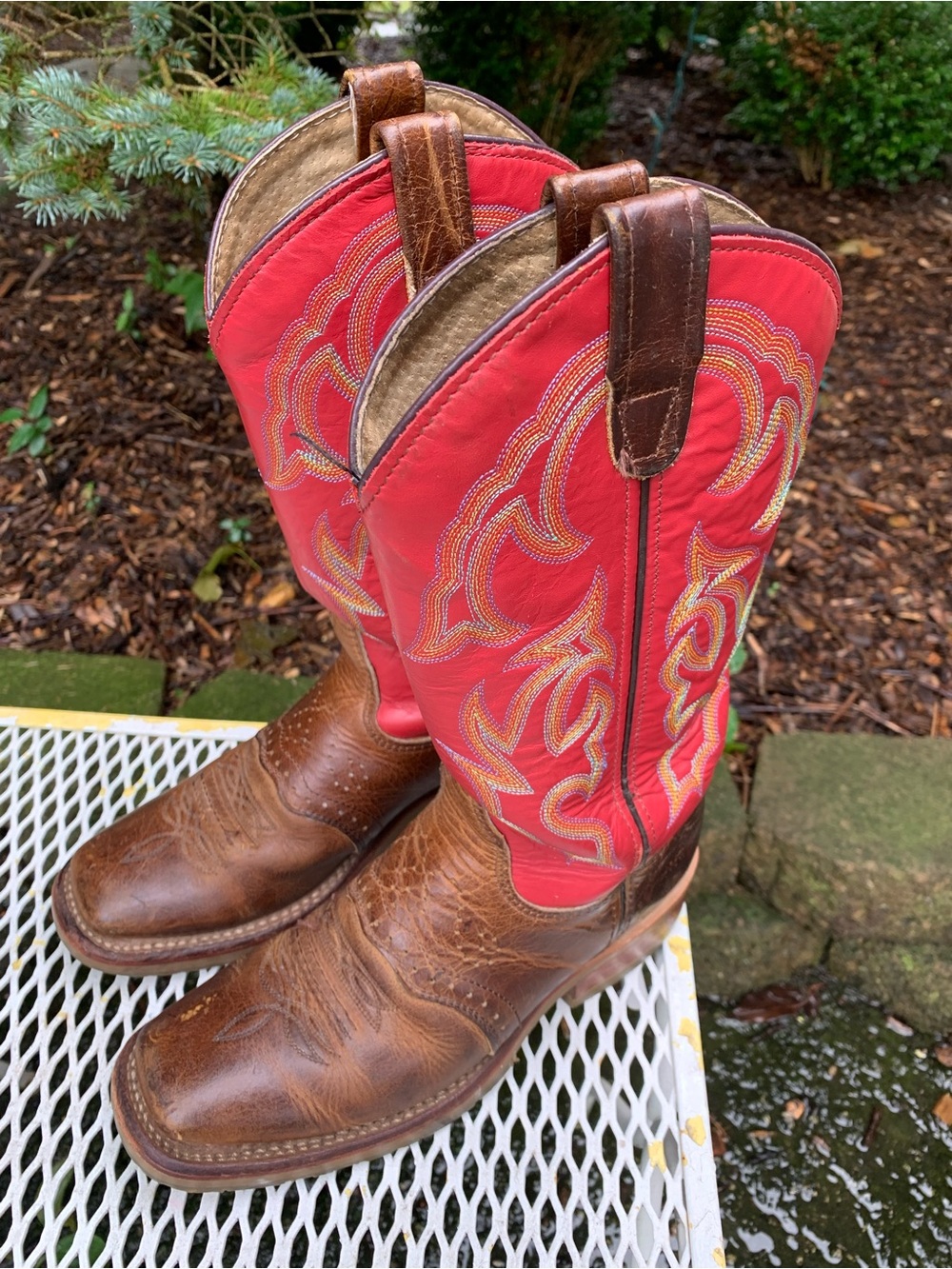Double H Cowboy Boots DH5101 Brown Red Leather Square Toe Boots Men's Size 7 M